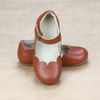 L'Amour Toddler Girls Sonia Classic Scalloped Leather Cognac Flat 