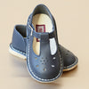 L'Amour Girls Classic Navy T-Strap Cut Out Mary Jane