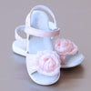 L'Amour Girls Pink Satin Rose Sandal