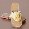 L'Amour Girls Patent Yellow Rosebud Flower Thong Sandal