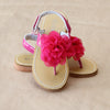 L'Amour Girls Patent Fuchsia Organza Flower Thong - Petitfoot.com