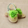 L'Amour Girls Patent Lime Organza Flower Thong - Petitfoot.com