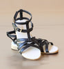 L'Amour Girls Black Exotic Python Gladiator Sandal