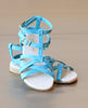 L'Amour Girls Blue Exotic Python Gladiator Sandal