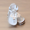 L'Amour Girls Silver Leather Cork Thong Sandal