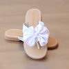 L'Amour Girls White Satin Bow Sandal