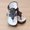 L'Amour Girls Brown Leather Cork Thong Sandal