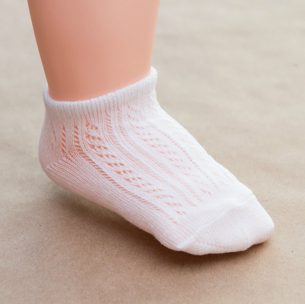 Baby Girls White Crochet Ankle Socks - Petitfoot.com