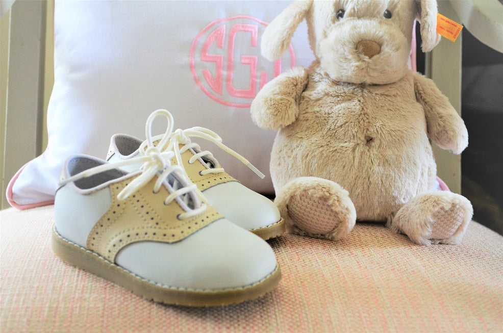 L'Amour Boys Luke Beige Two Tone Leather Saddle Shoe Beige / Toddler 10