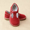 Girls Nubuck Red Leather T-Strap Stitch Down School Mary Jane by L'Amour Shoes - Petitfoot.com