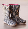 L'Amour Girls Leopard Tall Leather Buckle Boots
