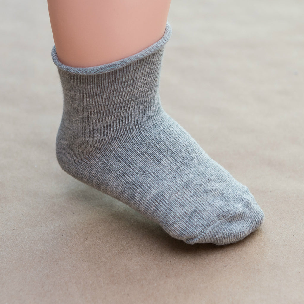 Baby Gray Cotton Ankle Socks - Petitfoot.com