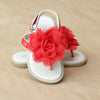 L'Amour Girls Red Organza Rosette Thong Sandal - Petitfoot.com