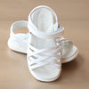 L'Amour Girls White Lattice Sandal