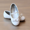L'Amour Girls White Double Bow Ballet Flat