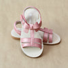 L'Amour Girls Guava Leather T-Strap Bow Sandal - Petitfoot.com