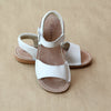L'Amour Girls White Leather Stitch Down Open Toe Flat Sandal - Petitfoot.com