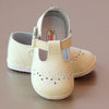 Angel Baby Girls T-Strap Ecru Leather Mary Janes