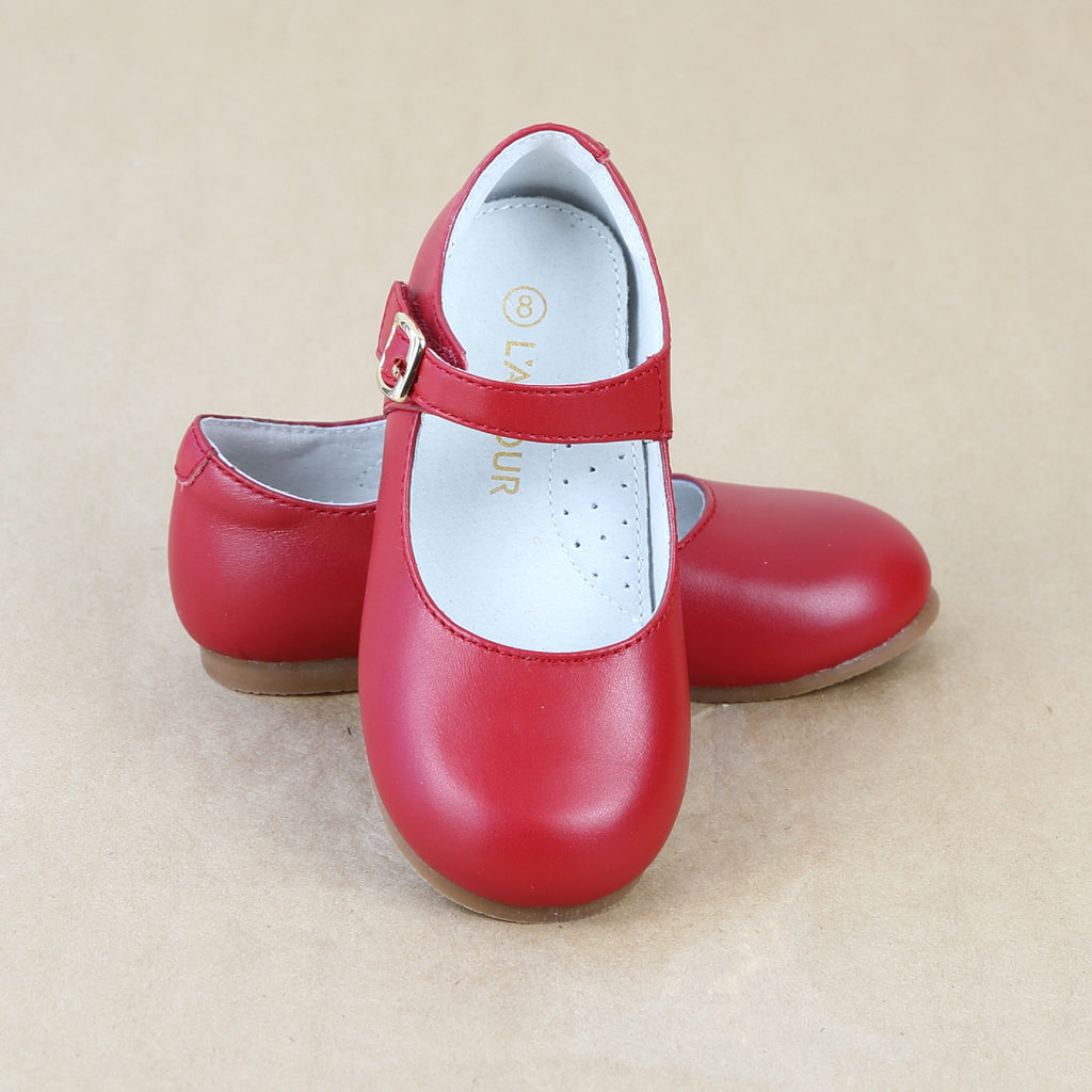 L'Amour Girls Rebecca Christmas Holiday Red Leather Dressy Flat - Petitfoot.com
