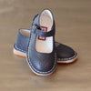 L'Amour Girls Classic Navy Perforated Leather Mary Jane