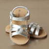 L'Amour Girls Silver Leather Braided Sandal