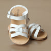 L'Amour Girls White Leather Braided Sandal