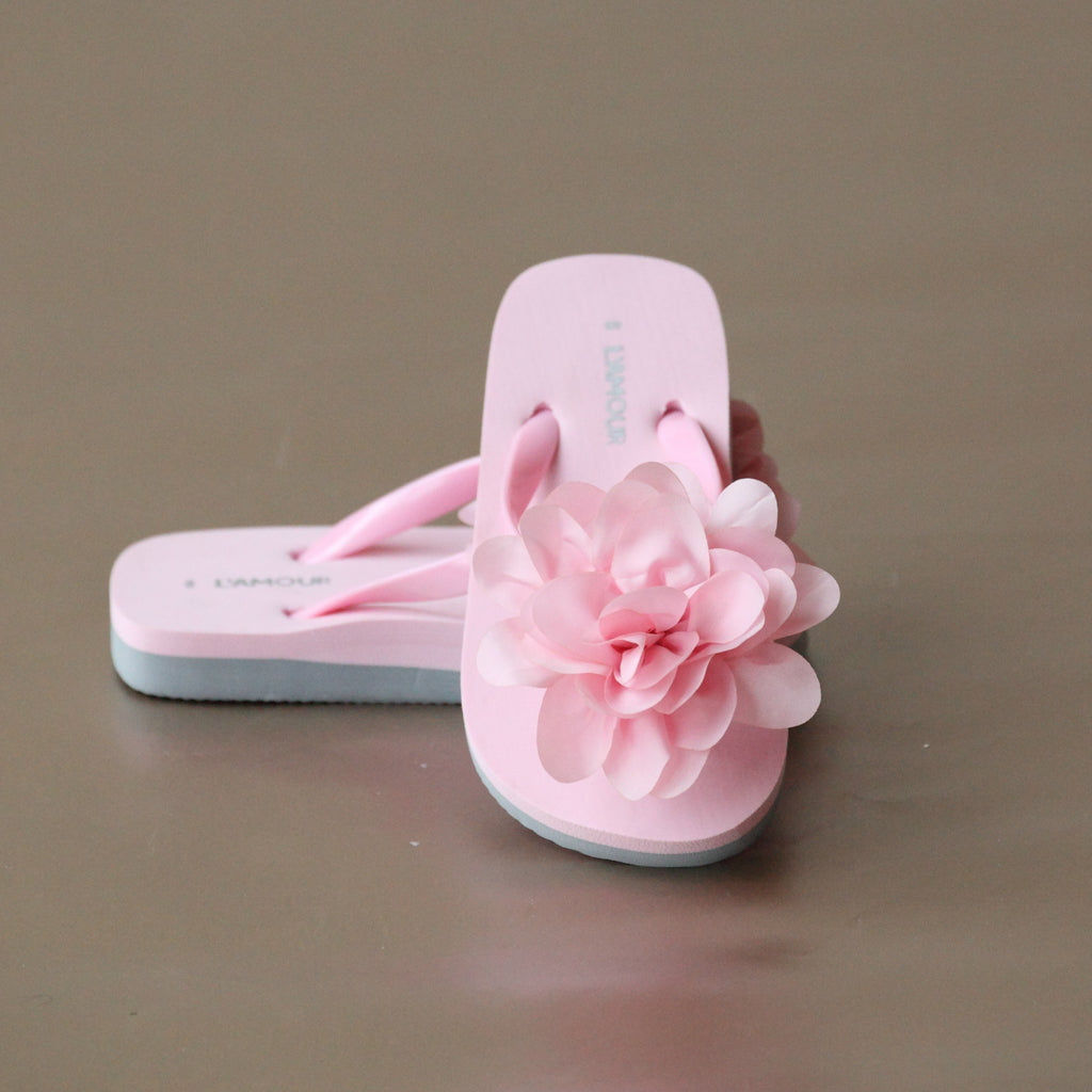 L'Amour Girls Pink Petal Flip Flop Sandal