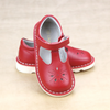 Alix Classic T-Bar T-Strap Red Leather Vintage Wedge Mary Jane - Petit Foot