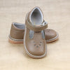 L'Amour Girls Toddler Vintage Inspired Scalloped T-Strap Stitch Down Mocha Mary Jane - Petitfoot.com