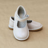 Toddler Girls Classic Almond Leather Scalloped Stitch Down Mary Jane by L'Amour Shoes - Petitfoot.com