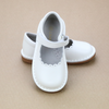 Toddler Girls Classic Off White Leather Scalloped Stitch Down Mary Jane by L'Amour Shoes - Petitfoot.com