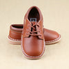 L'Amour Toddler Boys Tuck Cognac Leather Mid-Top Lace Up Shoes
