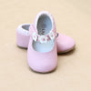 L'Amour Infant Girls Pink Flower Strap Leather Mary Jane - Petit Foot