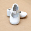 L'Amour Infant Girls White Flower Strap Leather Mary Jane - Petit Foot