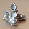 Angel Girls Silver Leather Polka Dot Gray Mary Jane