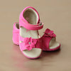 Angel Toddler Girls Fuchsia Comfortable Leather Flower Sandal