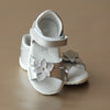 Angel Toddler Girls Silver Comfortable Leather Flower Sandal