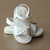 L'Amour Girls White Iris Flower Open Toe Sandal