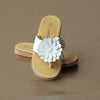 L'Amour Girls White Tonal Gerbera Leather Thong Sandal
