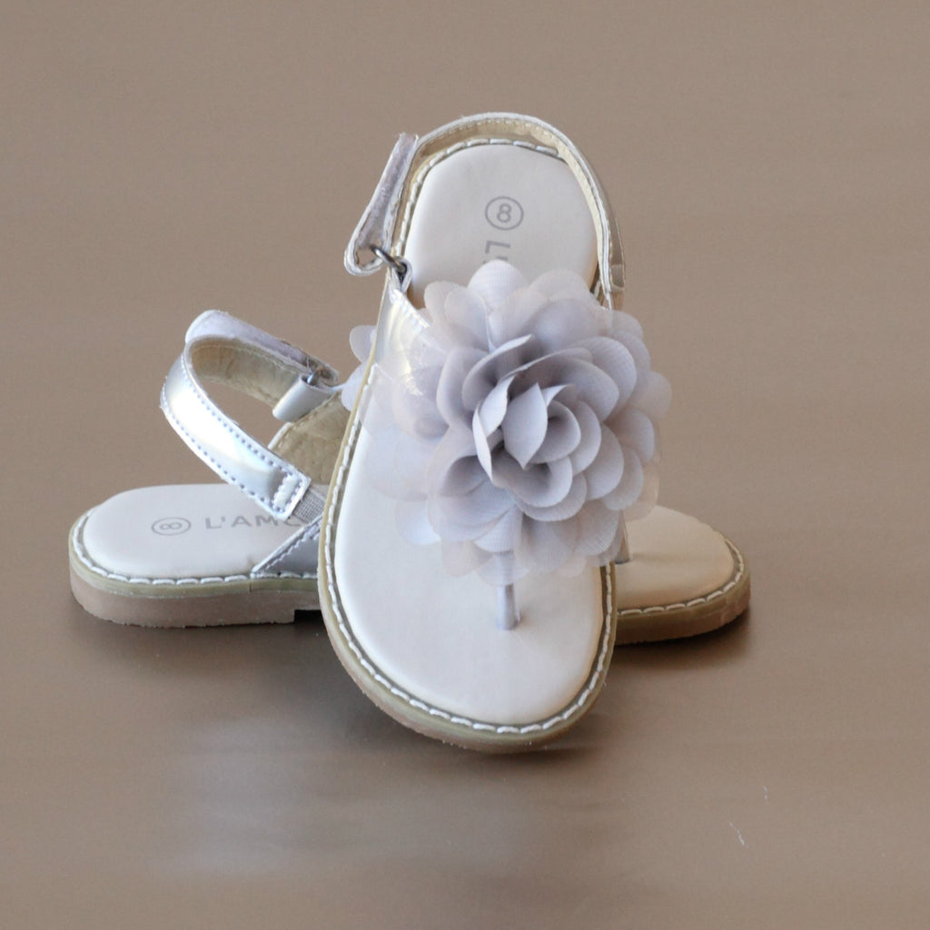L'Amour Girls Organza Rosette Thong Sandal – Petit Foot