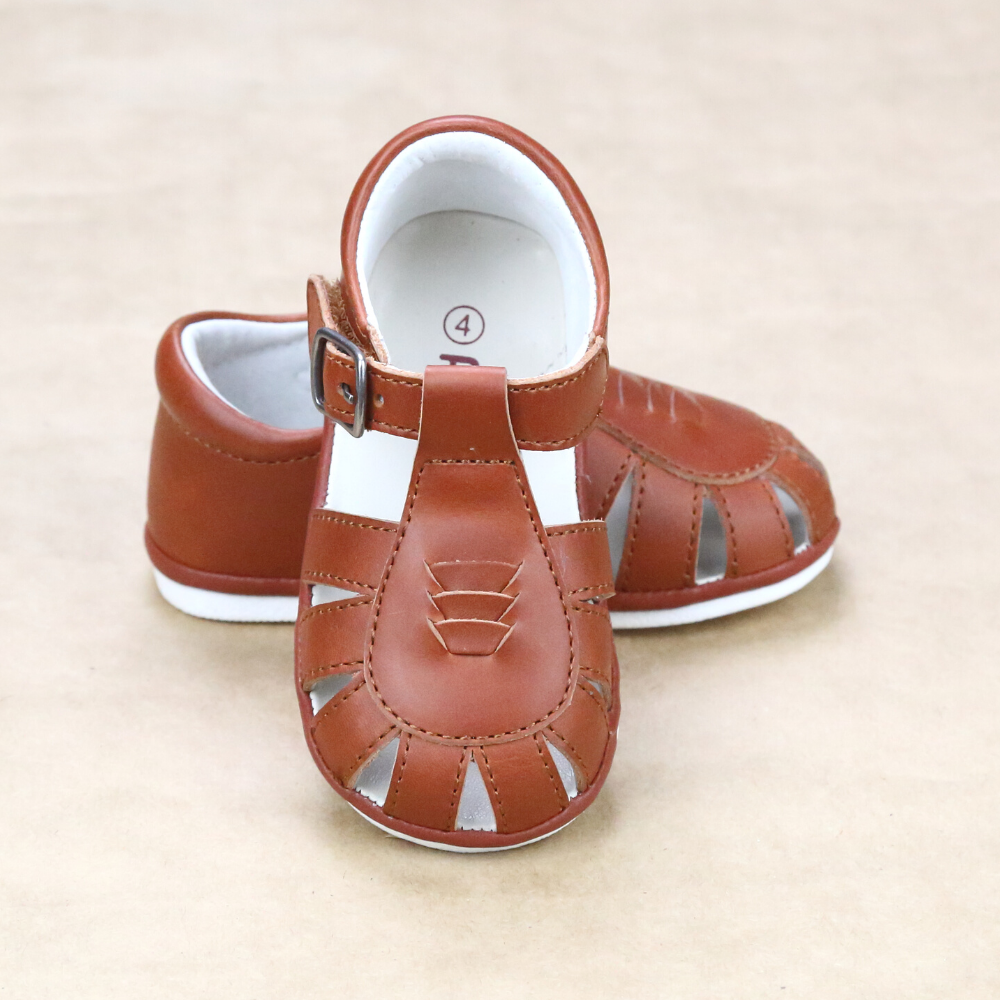 Henry Baby Boys Vintage Inspired Caged Leather Sandal - Classic Baby Boys Sandal
