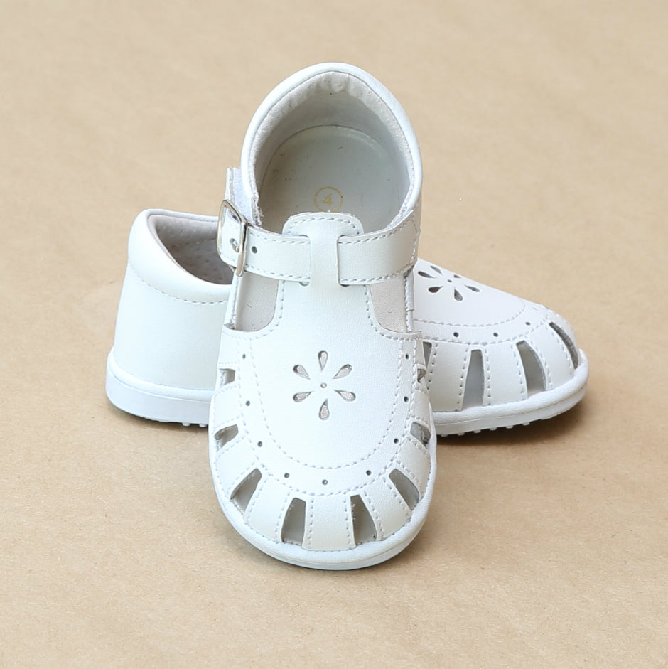 Angel Baby Girls Shelby Caged White Leather Sandal - Petitfoot.com