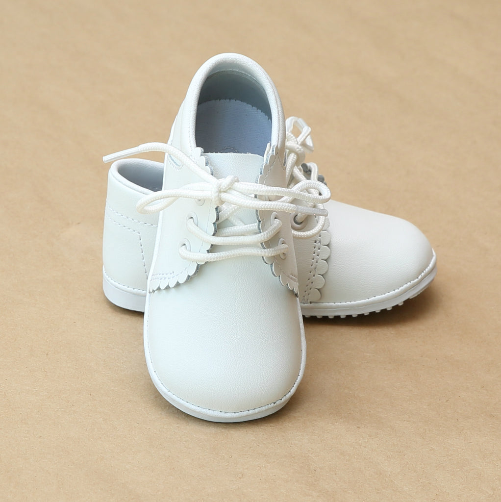 Angel Baby Shoes Lacey Girls Classic Scalloped Lace Up Bootie Shoe