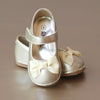 Angel Baby Girls Gold Grosgrain Bow Mary Jane