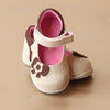 L'Amour Girls Cream Bow Cut Out Nubuck Mary Jane