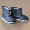 L'Amour Girls Navy Glitter Faux Fur Boot