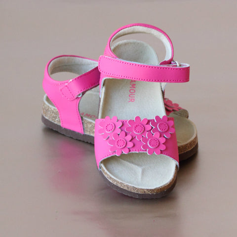 L'Amour Girls Floral Cork Footbed Sandal