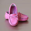 L'Amour Girls Fuchsia Leather Bow Moccasin