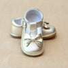 Angel Baby Girls Gold Leather Minnie Bow T-Strap Mary Jane - Petitfoot.com