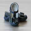 L'Amour Girls Patent Black Stitched Bow Mary Jane